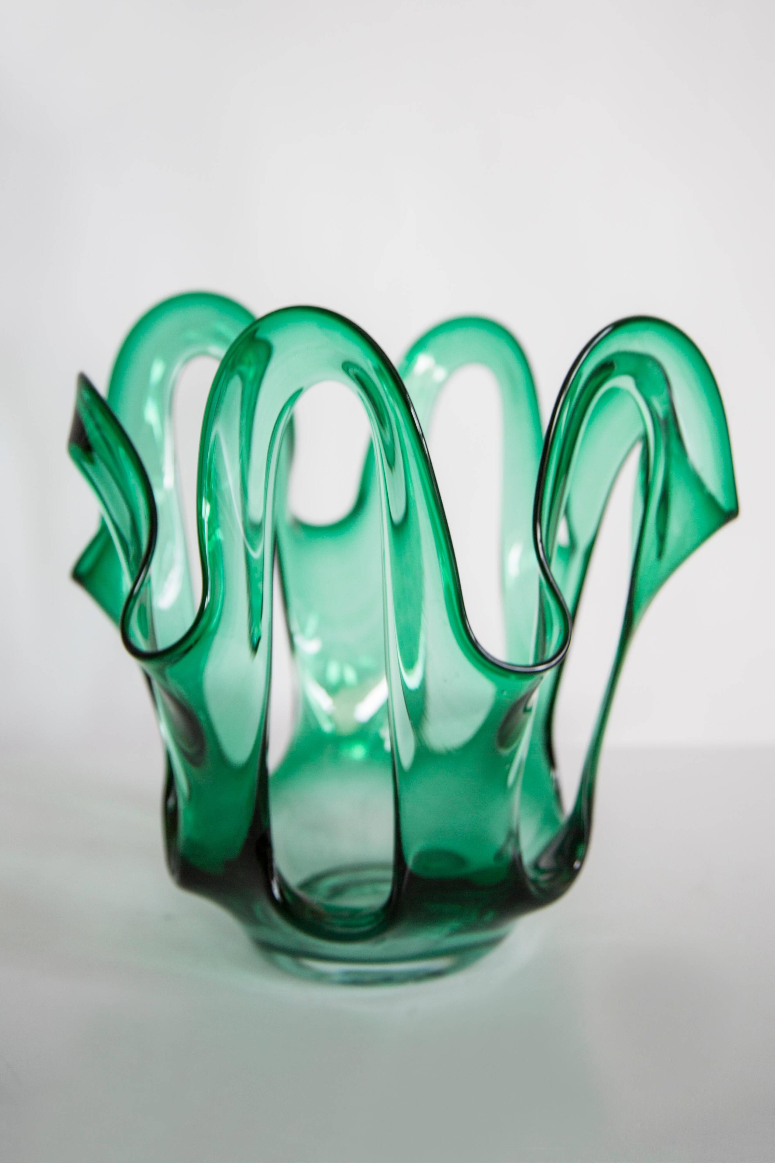 "Scarf" Vase Artisan Large Vintage Mid-Century Glass Vase