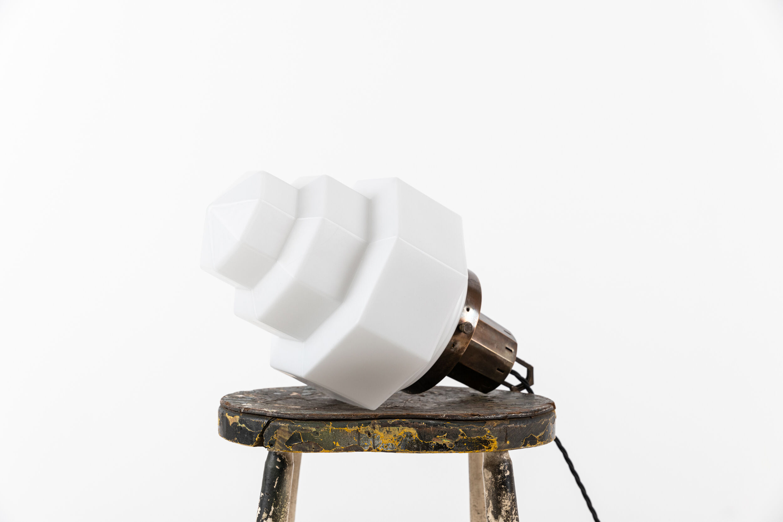 Octagonal art deco skyscraper opaline lamp