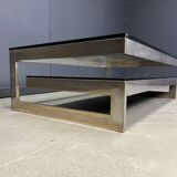 Vintage two-tiered coffee table in 23kt belgochrome, 1970s