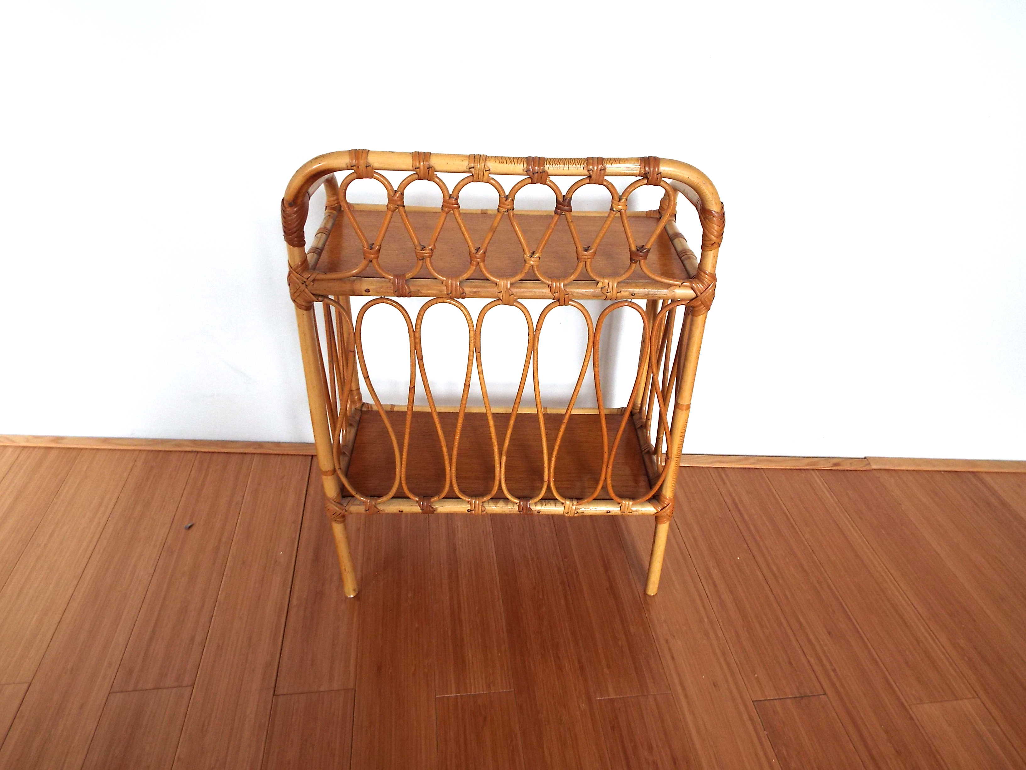 Bamboo and rattan bedside shelf