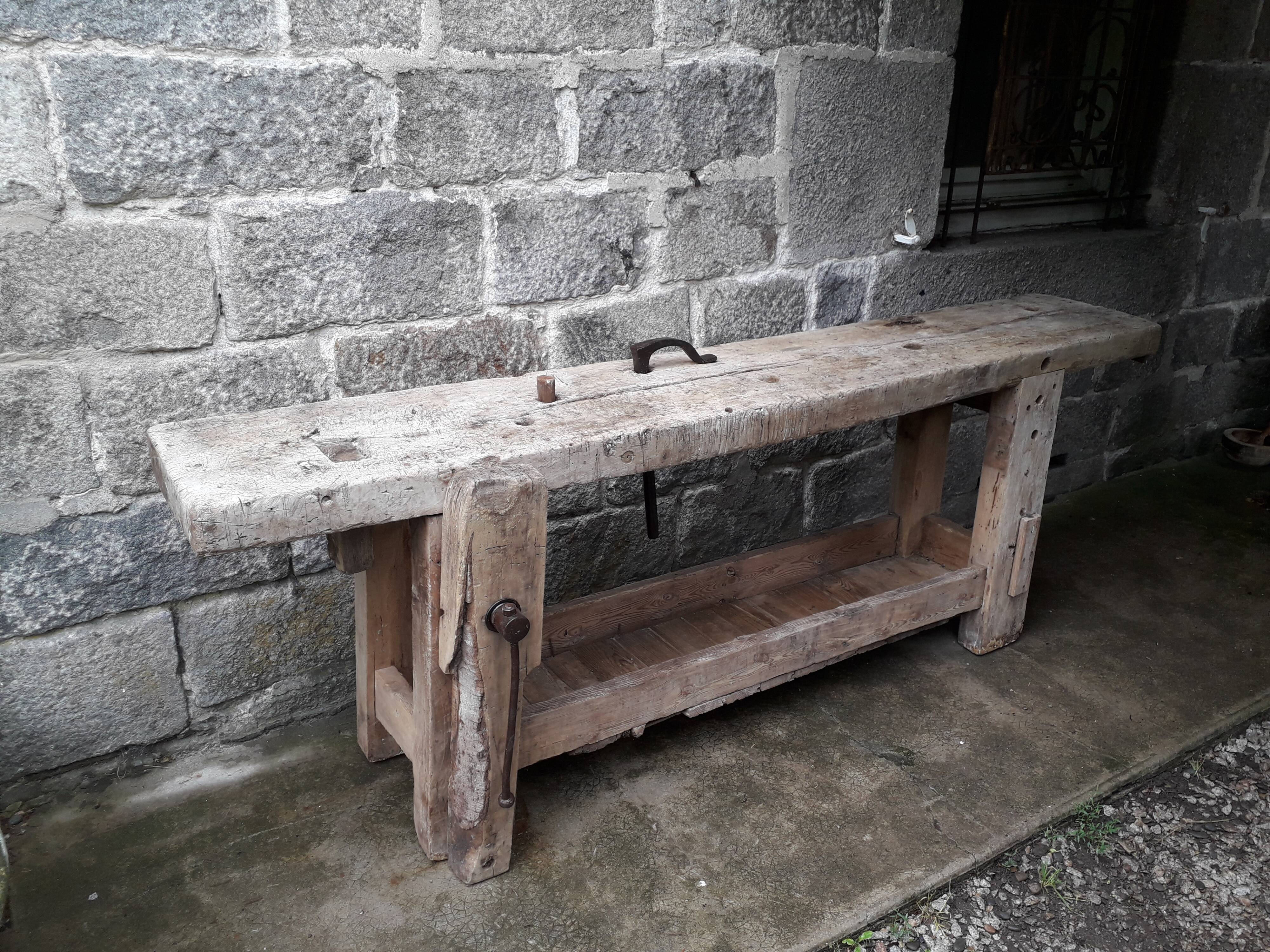 Old in solid beech workbench 237 cm