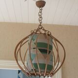 Suspension lustre rotin vintage 1950