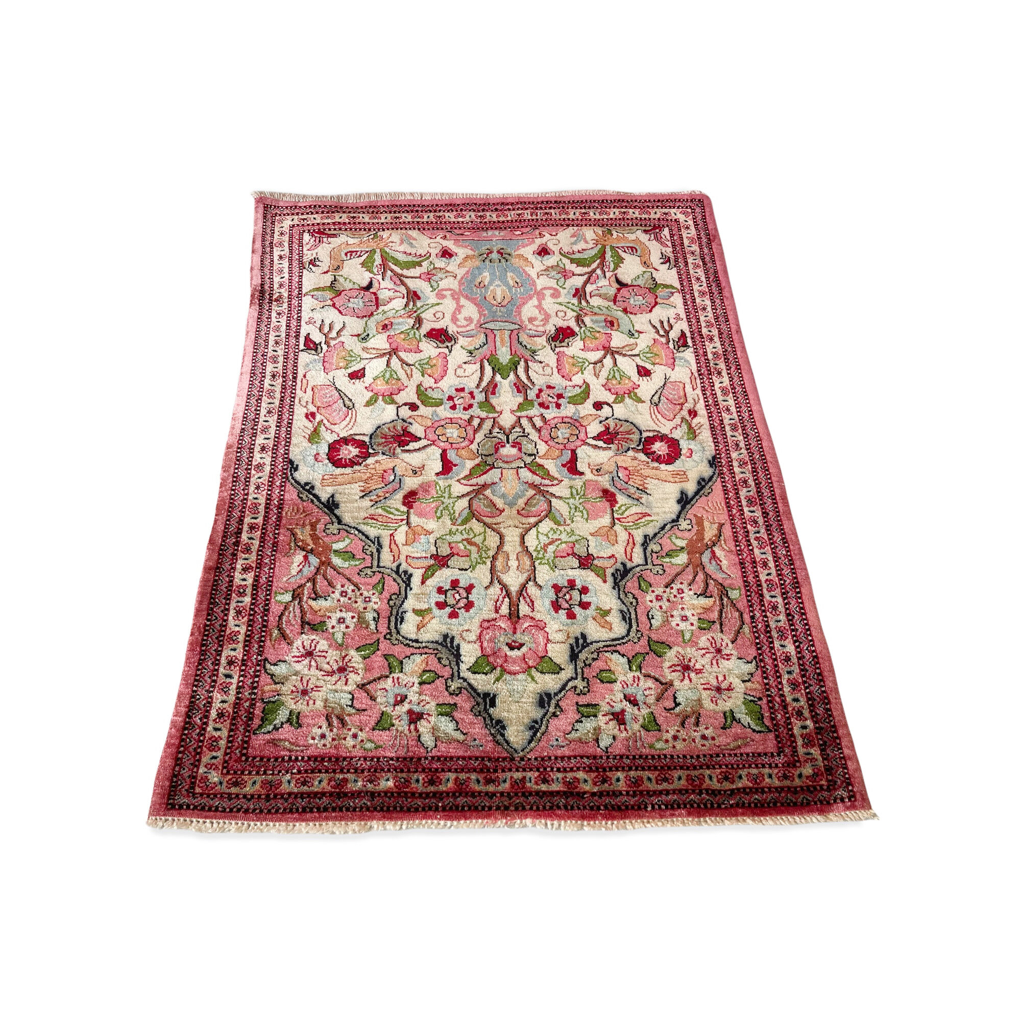 Antique Persian Qum Silk Rug, 77 x 57 cm