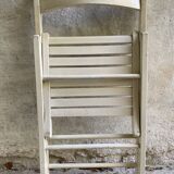 Extra folding chair / garden chair / vintage white lacquered solid wood office chair