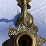 Pair of bronze cherub candlesticks 19th