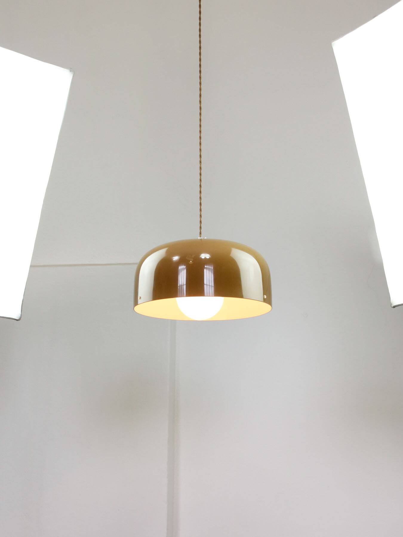 Space Age Brown Pendant Lamp from Guzzini, 1960s