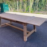 Renovated 19th-century Breton farmhouse dining table, extendable, in oak, 200-290 cm.