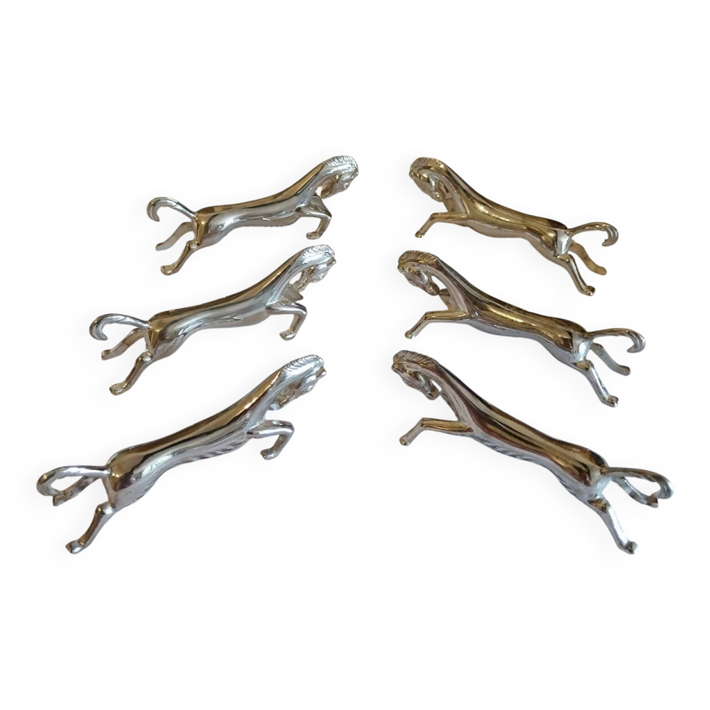 6 porte couteaux art déco chevaux