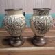 Set of 2 ceramic and metal flower pots