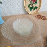 Flat set and 6 shell-shaped glass ramekins