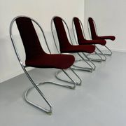 Set of 4 tubular chairs, Italian design, 70s vintage, Cantilever