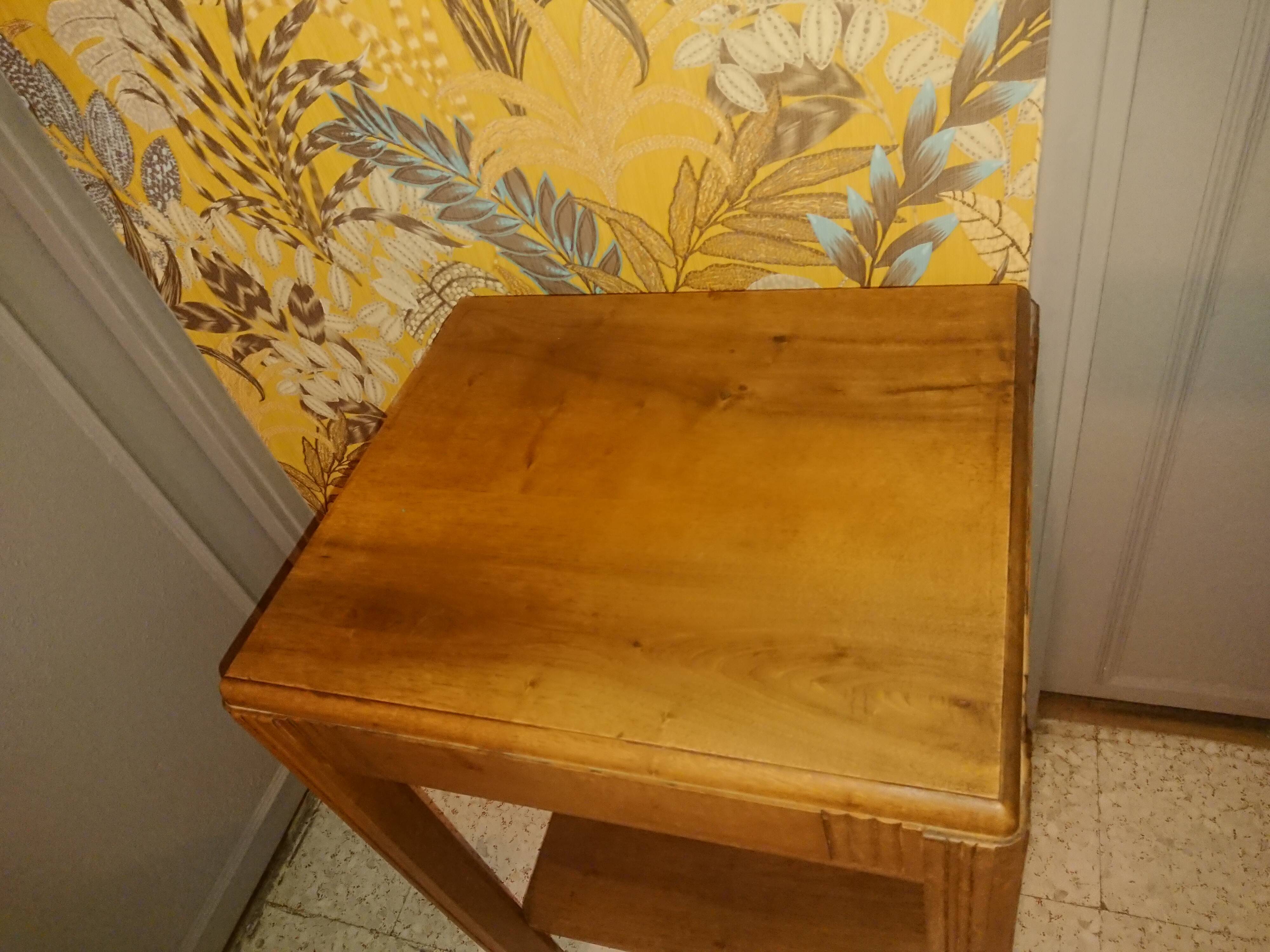 Side table Art Deco 1940 in solid wood caramel excellent condition