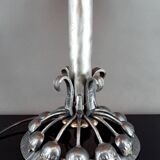 Important Stylized Wrought Iron Lamp with Glass Dome, c. 1930