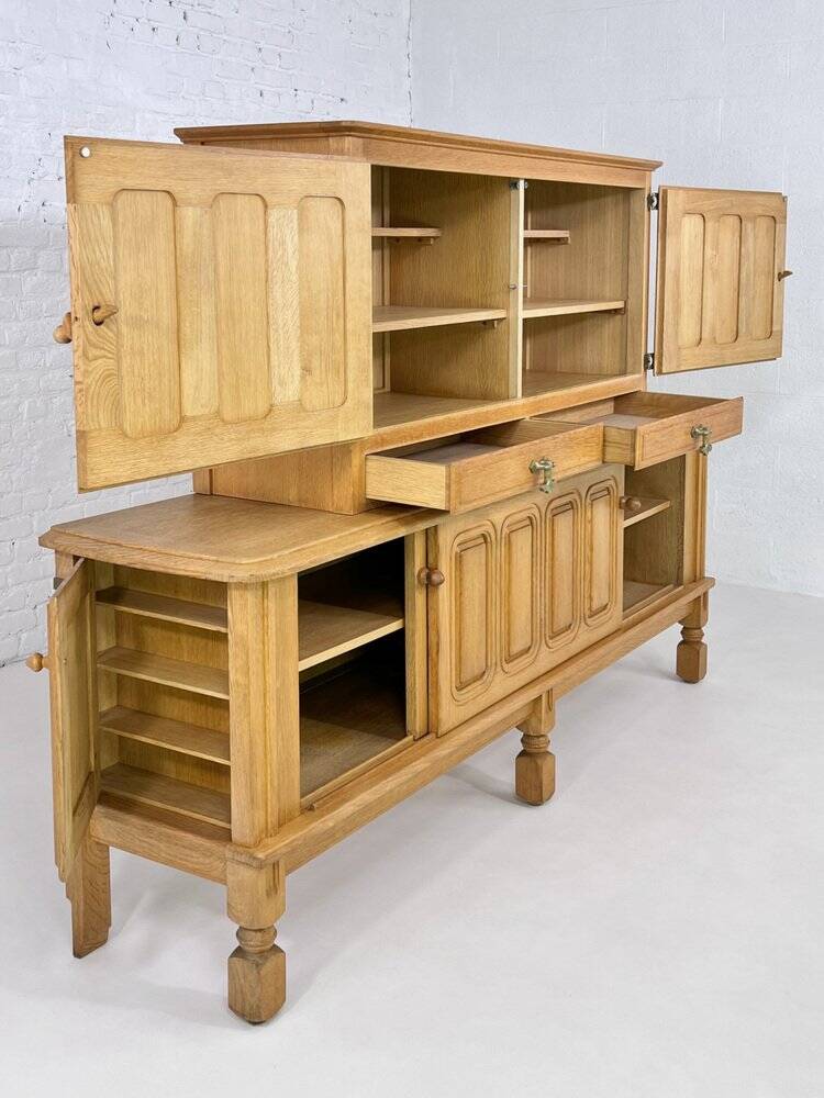 Enfilade Midboard Mathias in oak and brass by Guillerme and Chambron