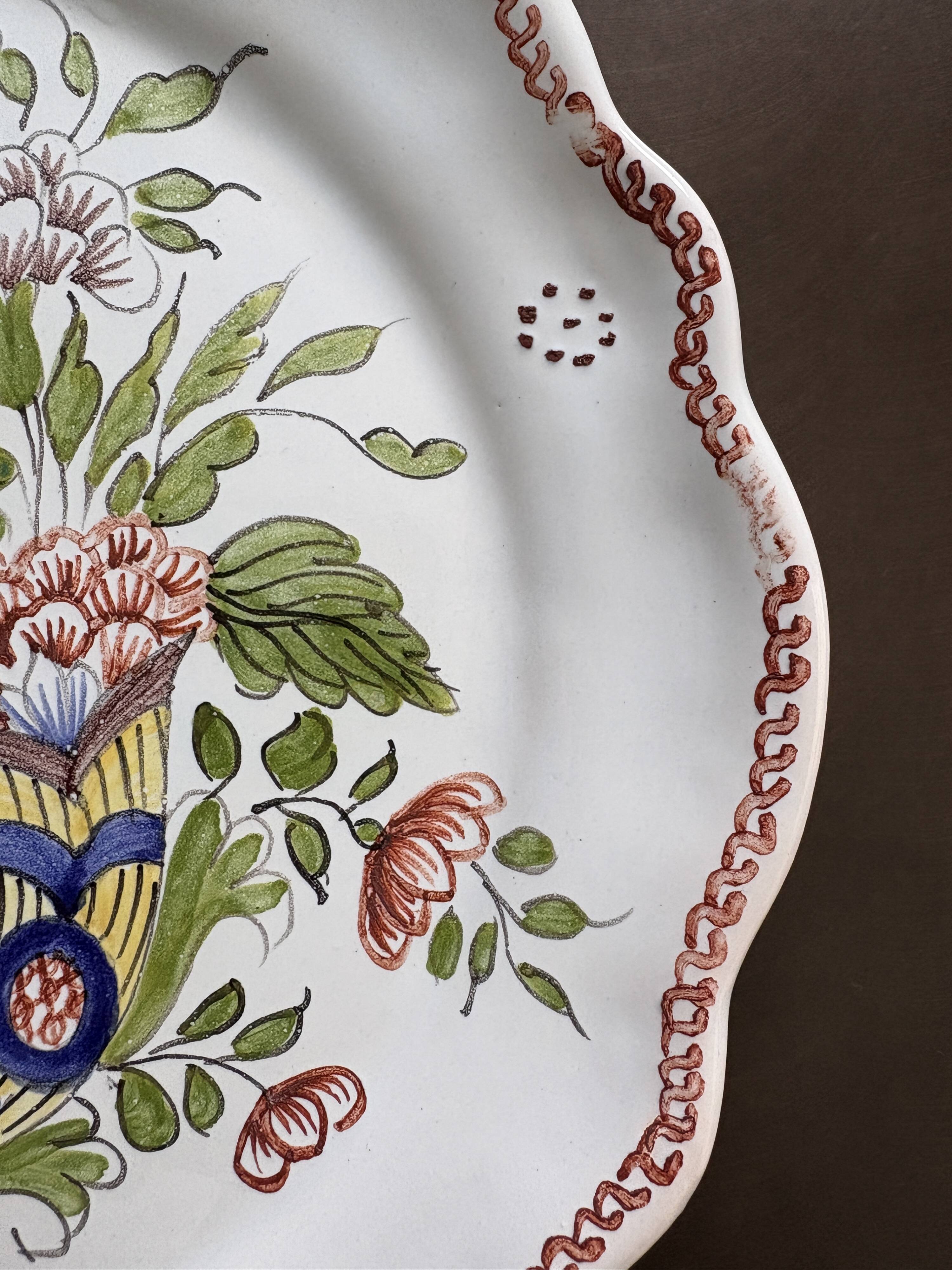 Hand-painted Rouen porcelain plate