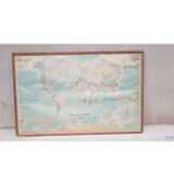 Very large vintage world map from 1970