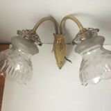 Double wall lamp in bronze and crystal tulips