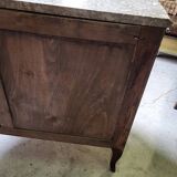 Curved chest of drawers in rosewood and marble marquetry
