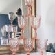 6 vintage white wine glasses in pink Rosaline Arcoroc Luminarc glass 10 cl
