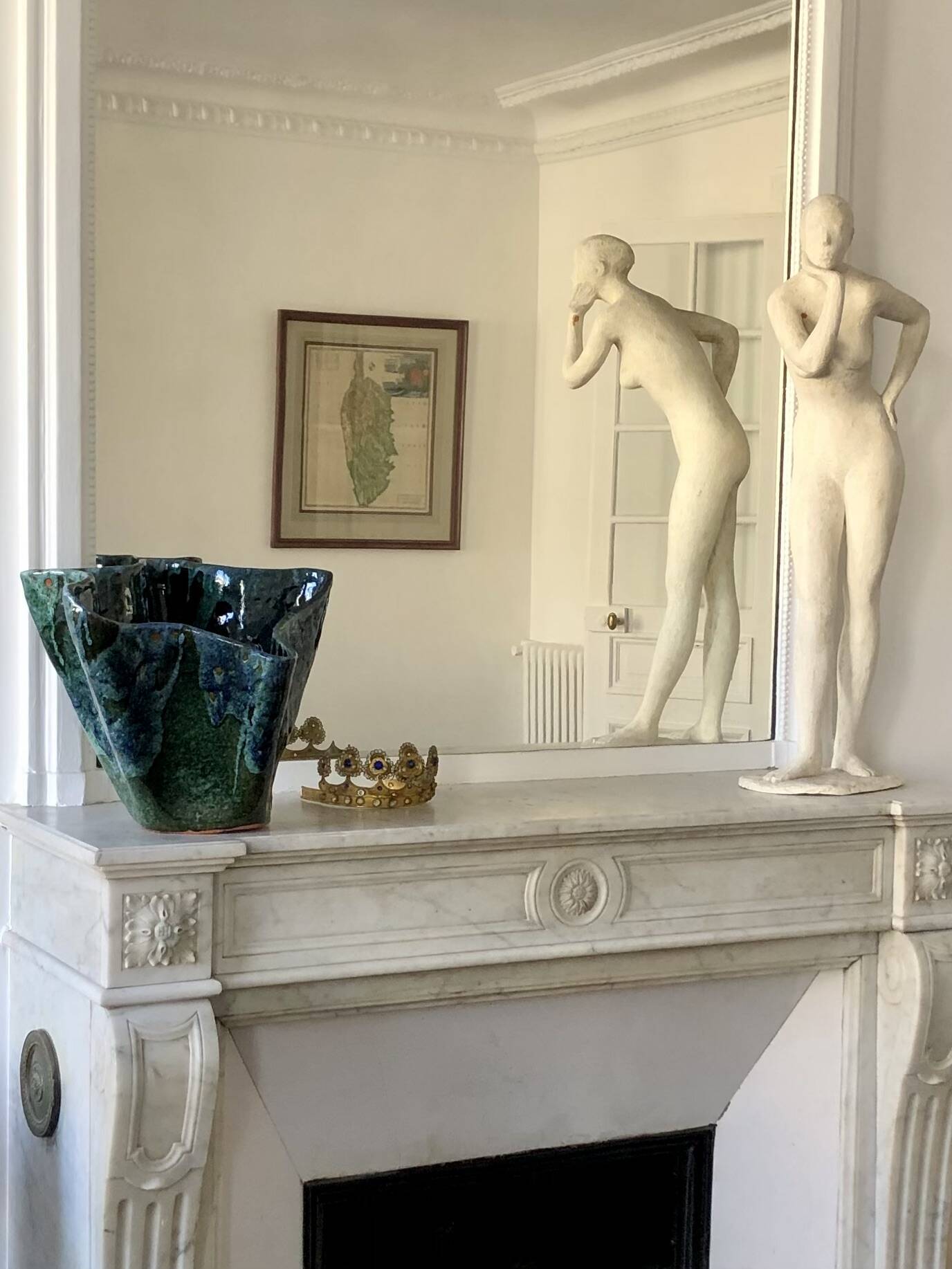 Glazed green/blue vase sculpture