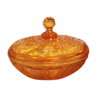 Orange glass candy box