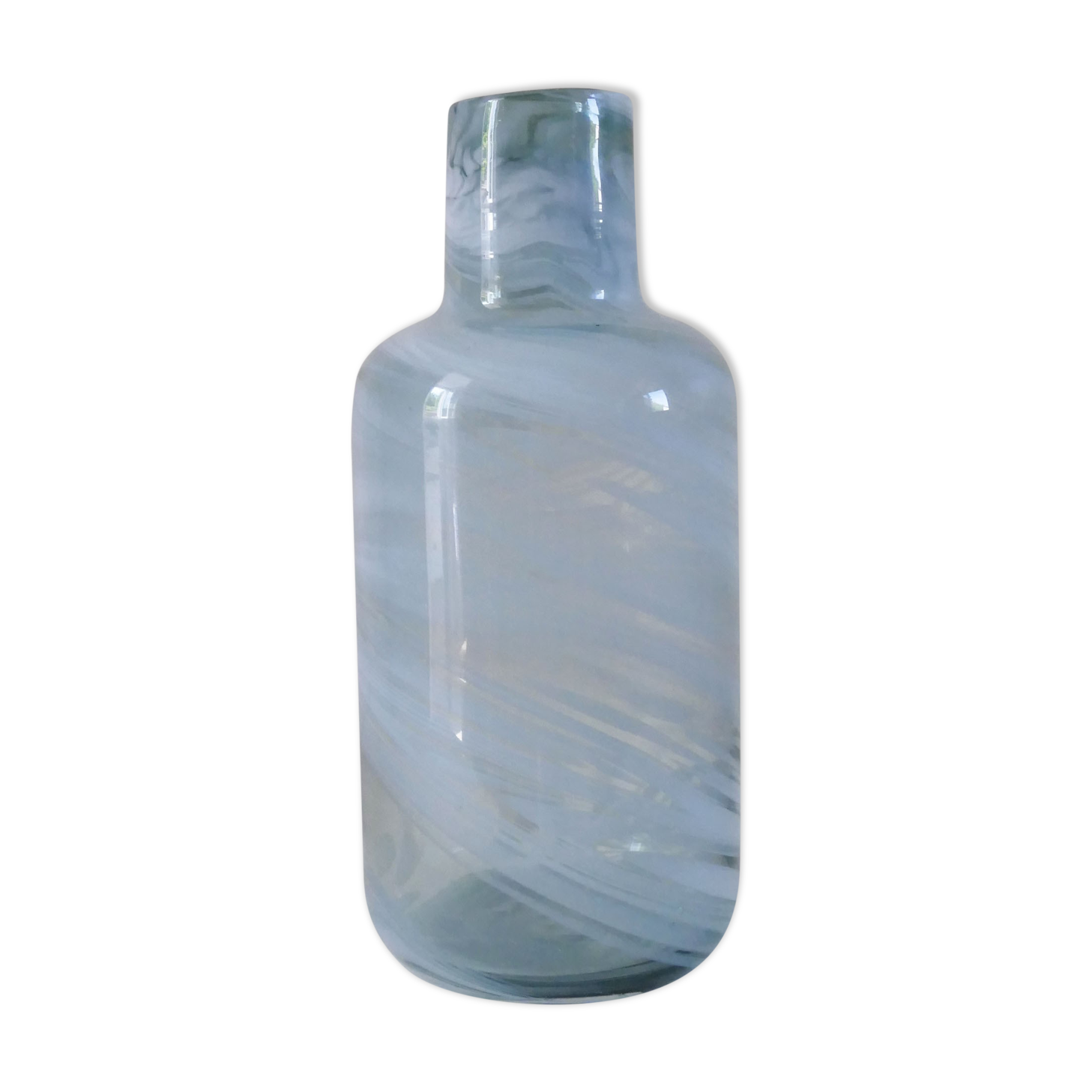 Contemporary vase in gray and white blown glass