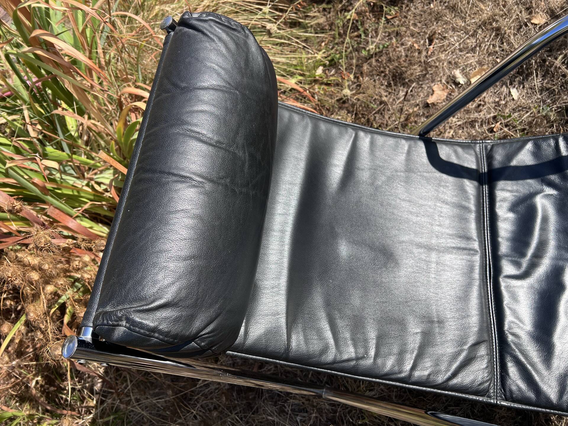 Fauteuil années 1980 Cuir et Chrome