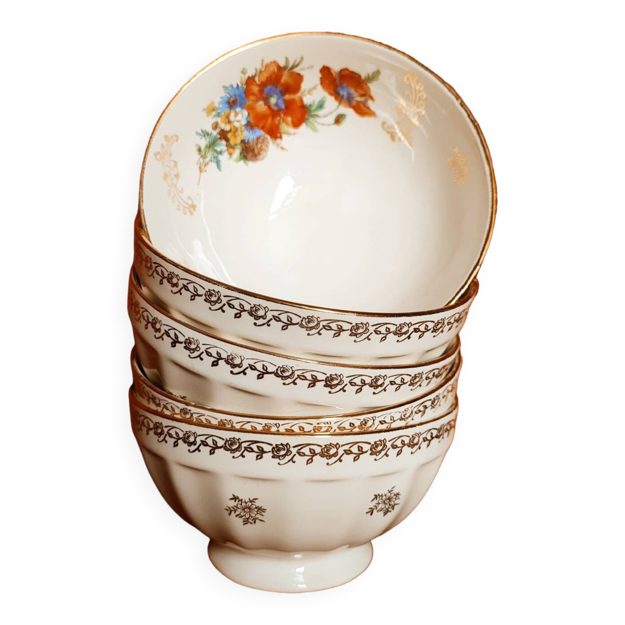 5 old porcelain bowls