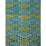 Blue and yellow carpet diamond patterns handmade in pure wool 95x60cm