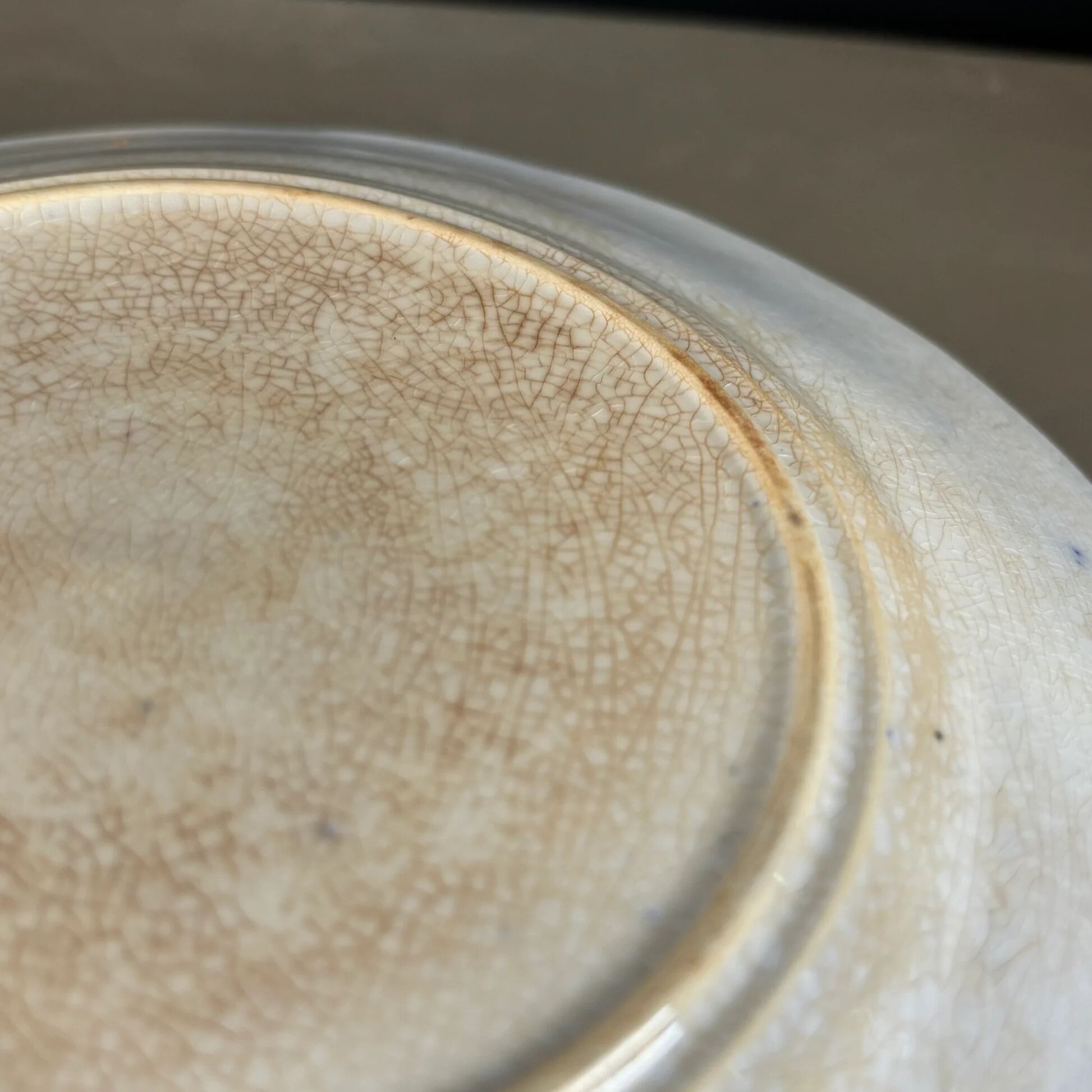 Stack of Sarreguemines plates, jardinière model.