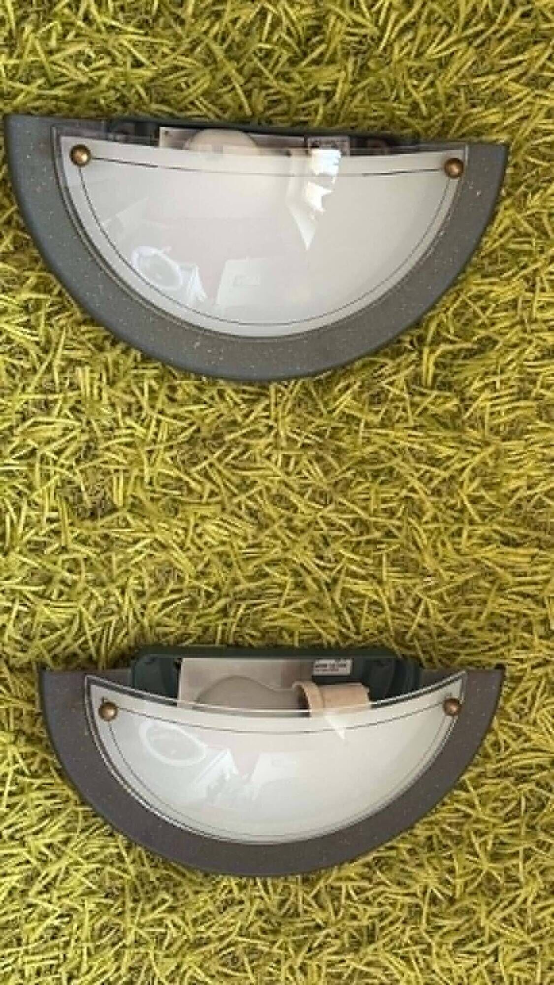 lot of 2 half-moon wall sconces in speckled sage green made in Italy vintage