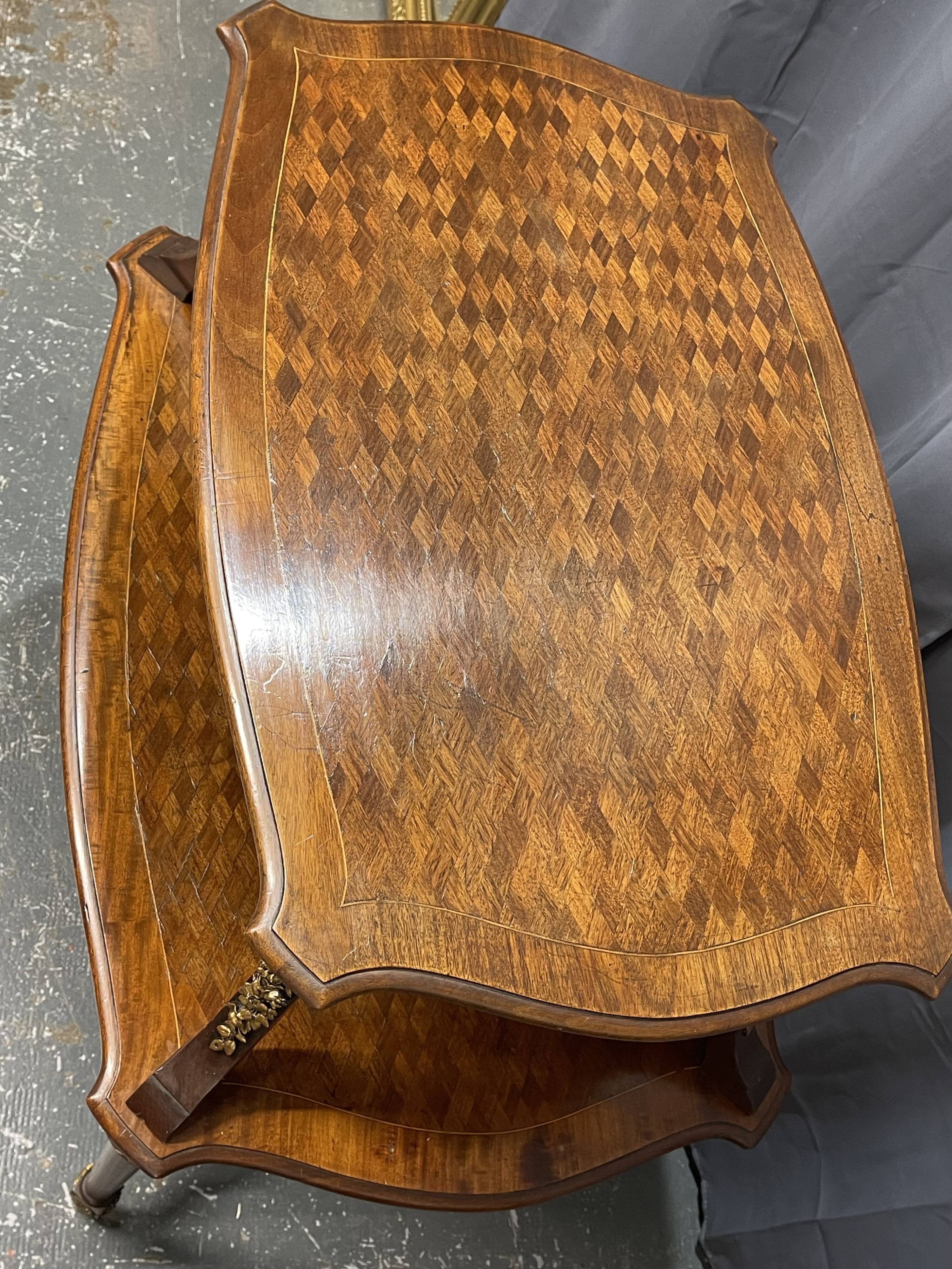 Tea table, marquetry living room table, early 20th century