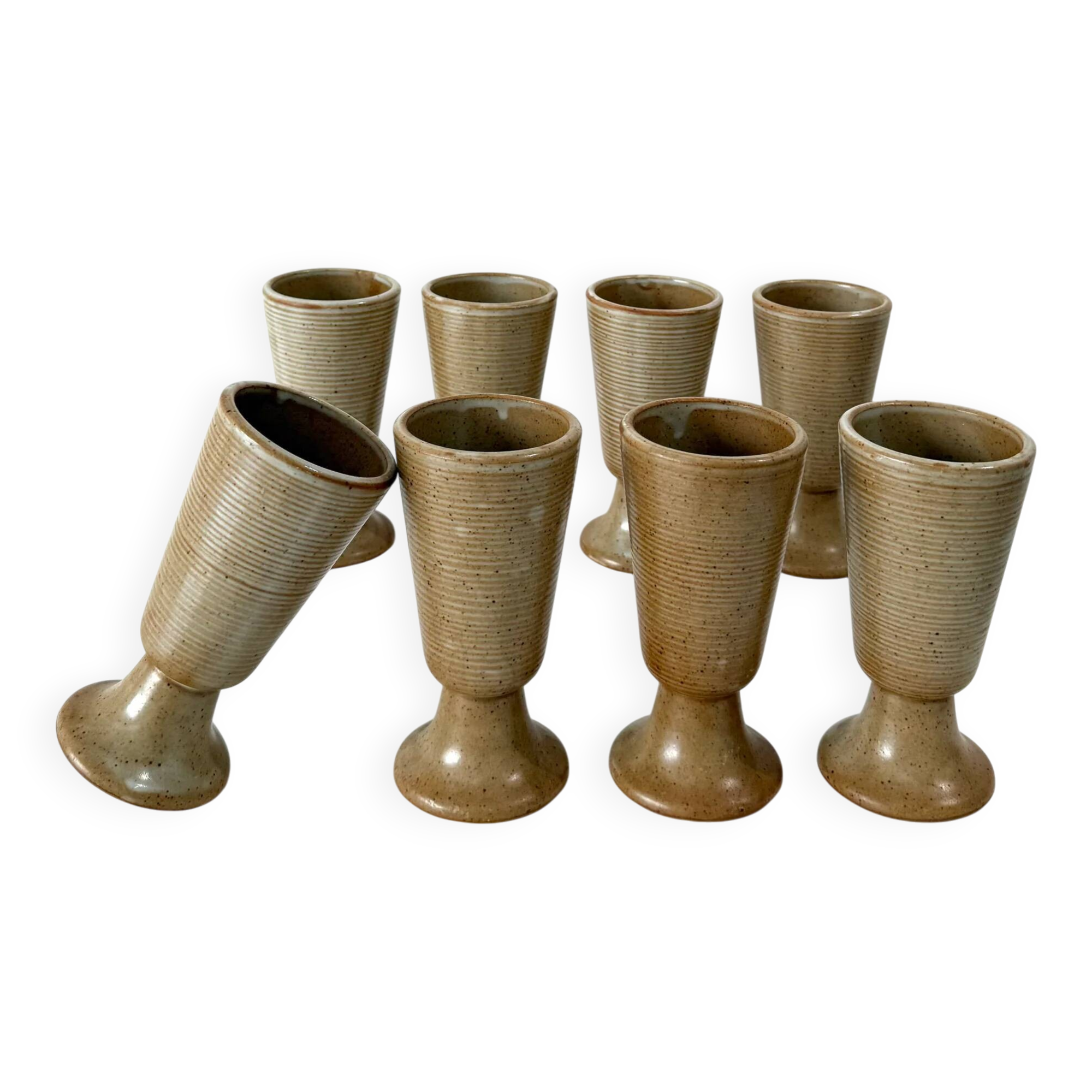 Set of eight mazagrans, stoneware, 1970s