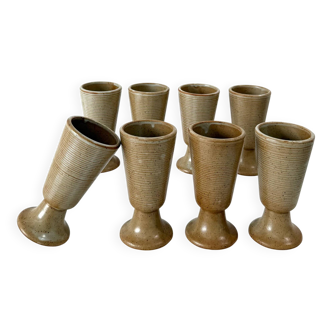 Set of eight mazagrans, stoneware, 1970s