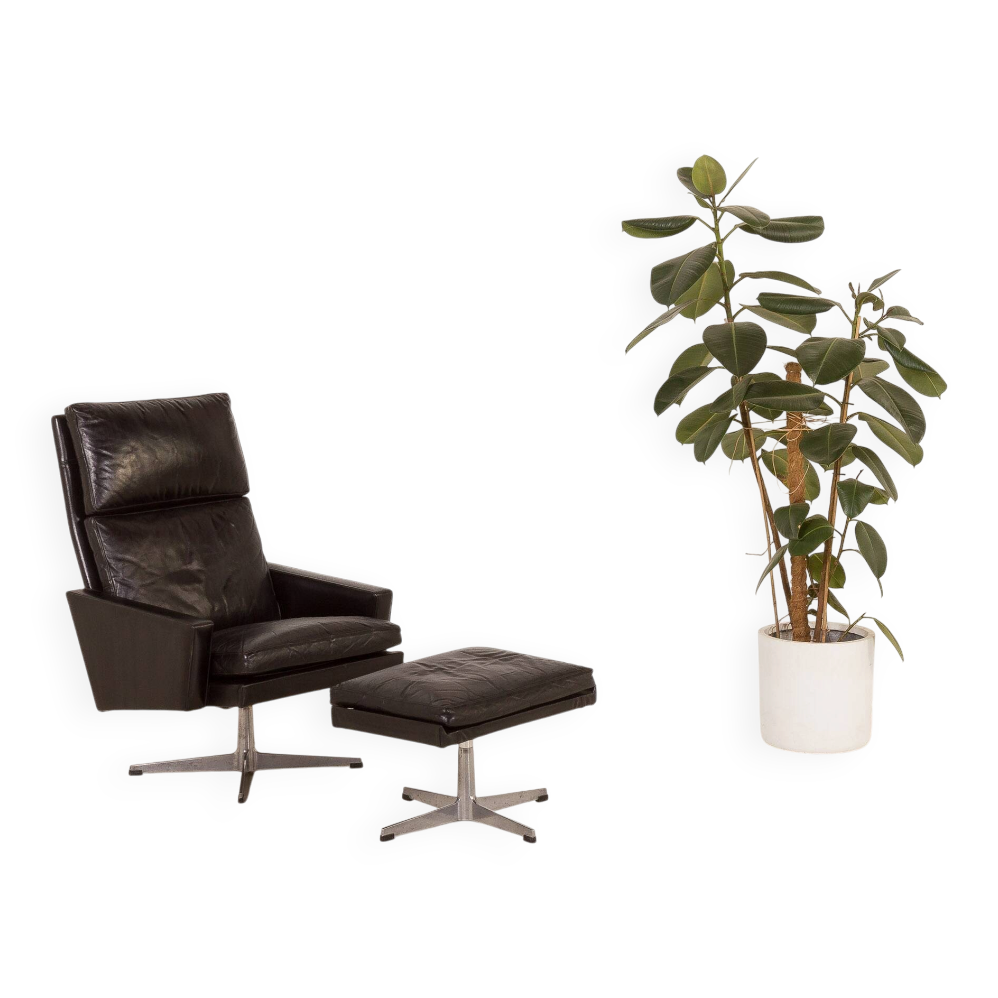 Danish vintage lounge chair with footstool, 1970s