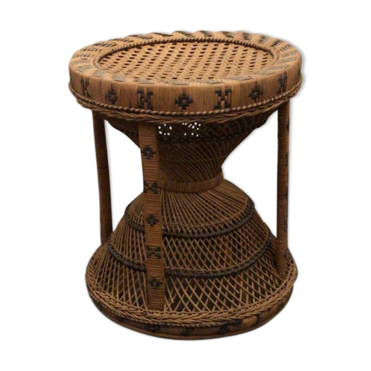 Vintage wicker tamtam stool