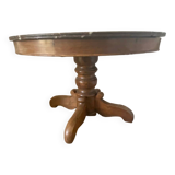 Round table in marble and walnut