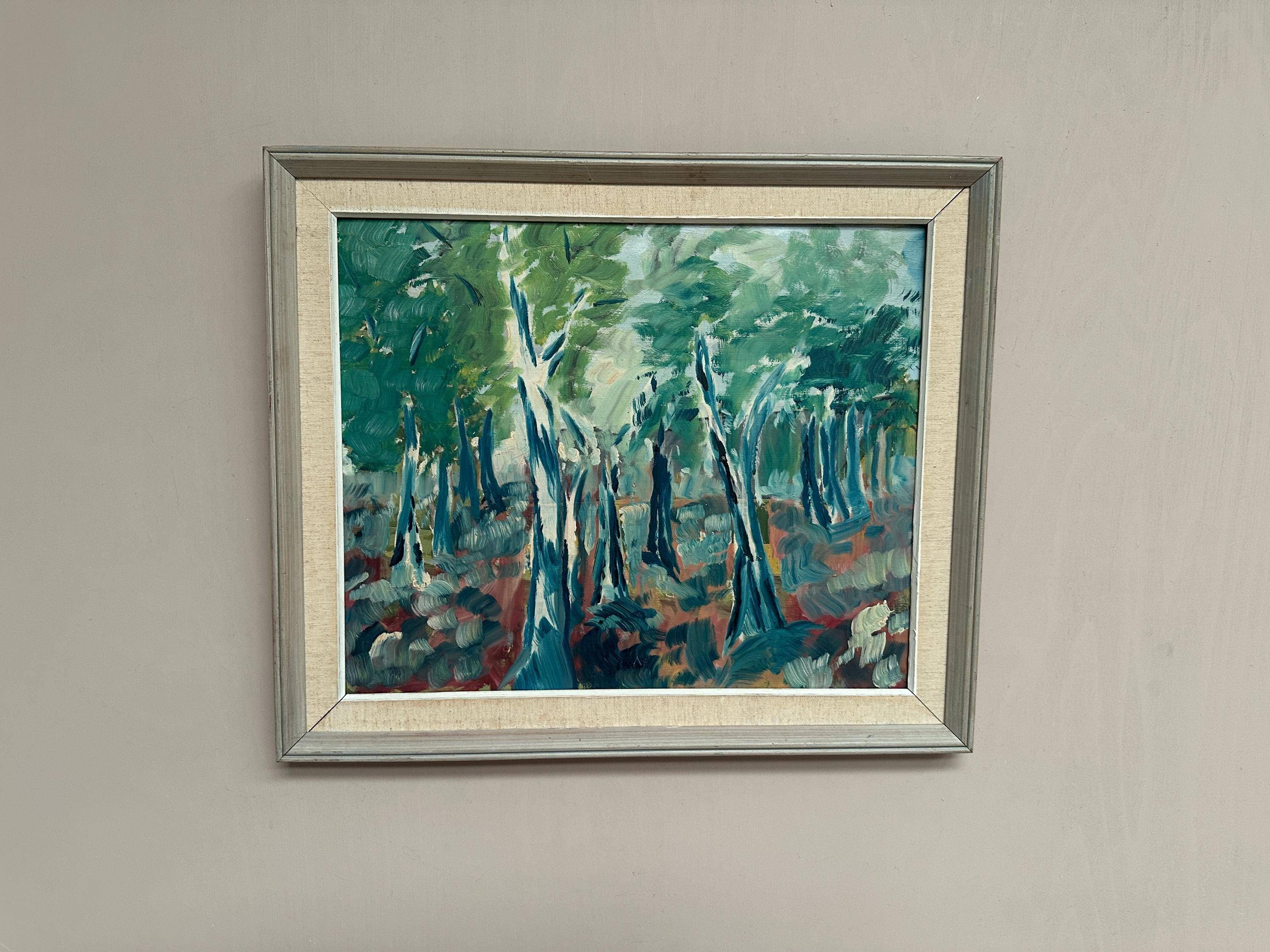 Original Swedish Oil on Panel – “Abstract Forest” – Signed – Vintage