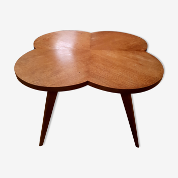 Table basse en forme de trèfle à quatre feuilles, plaquée chêne, circa 1960