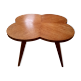 Table basse en forme de trèfle à quatre feuilles, plaquée chêne, circa 1960