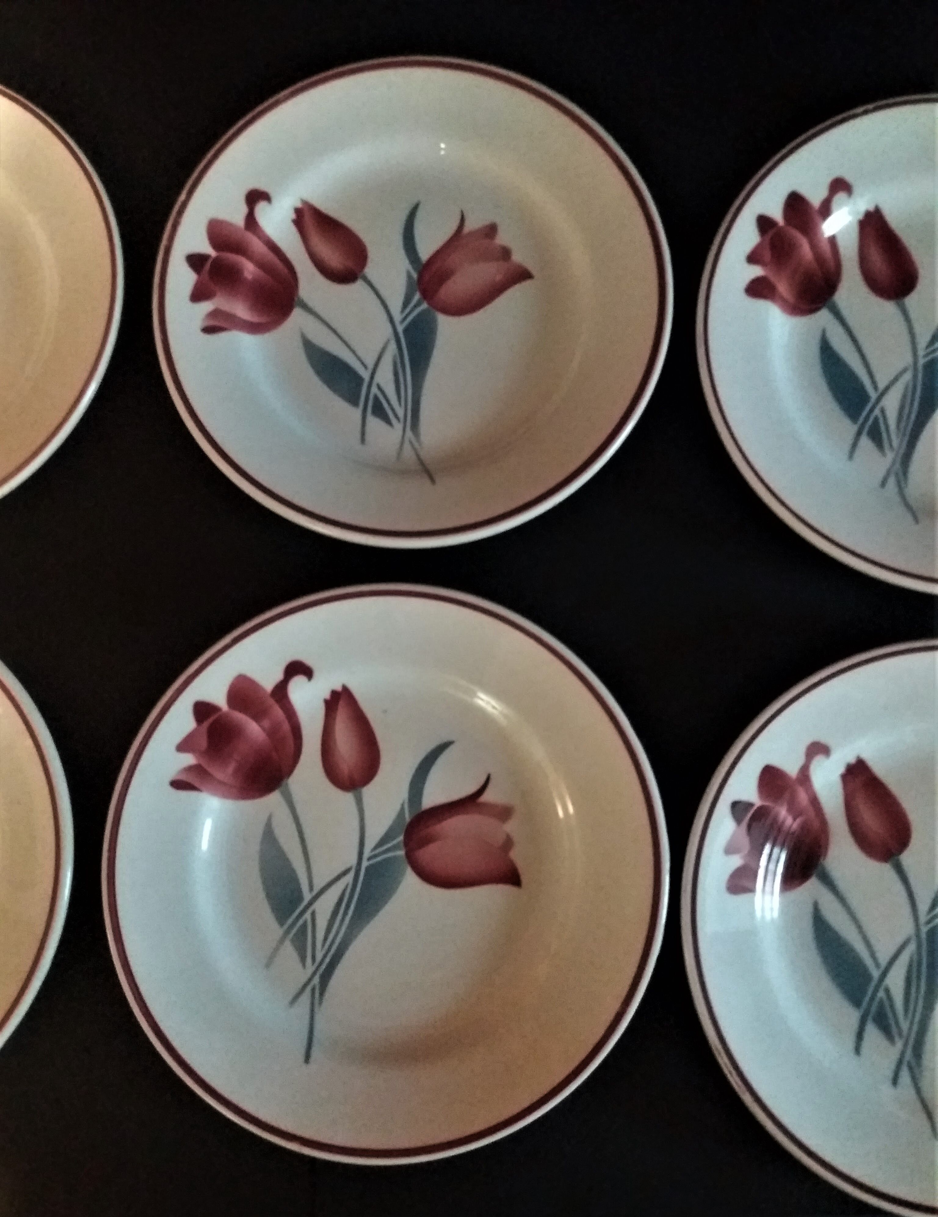 Series of six dessert plates in Orchies model Simone