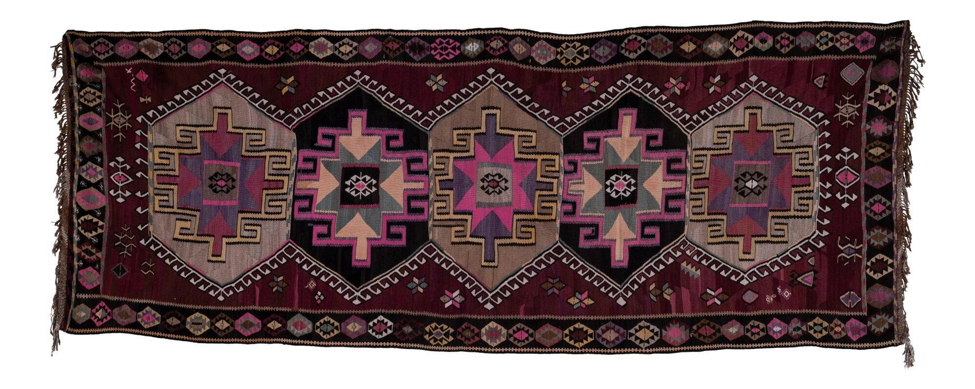 Vintage Turkish kilim handwoven 165x425 cm