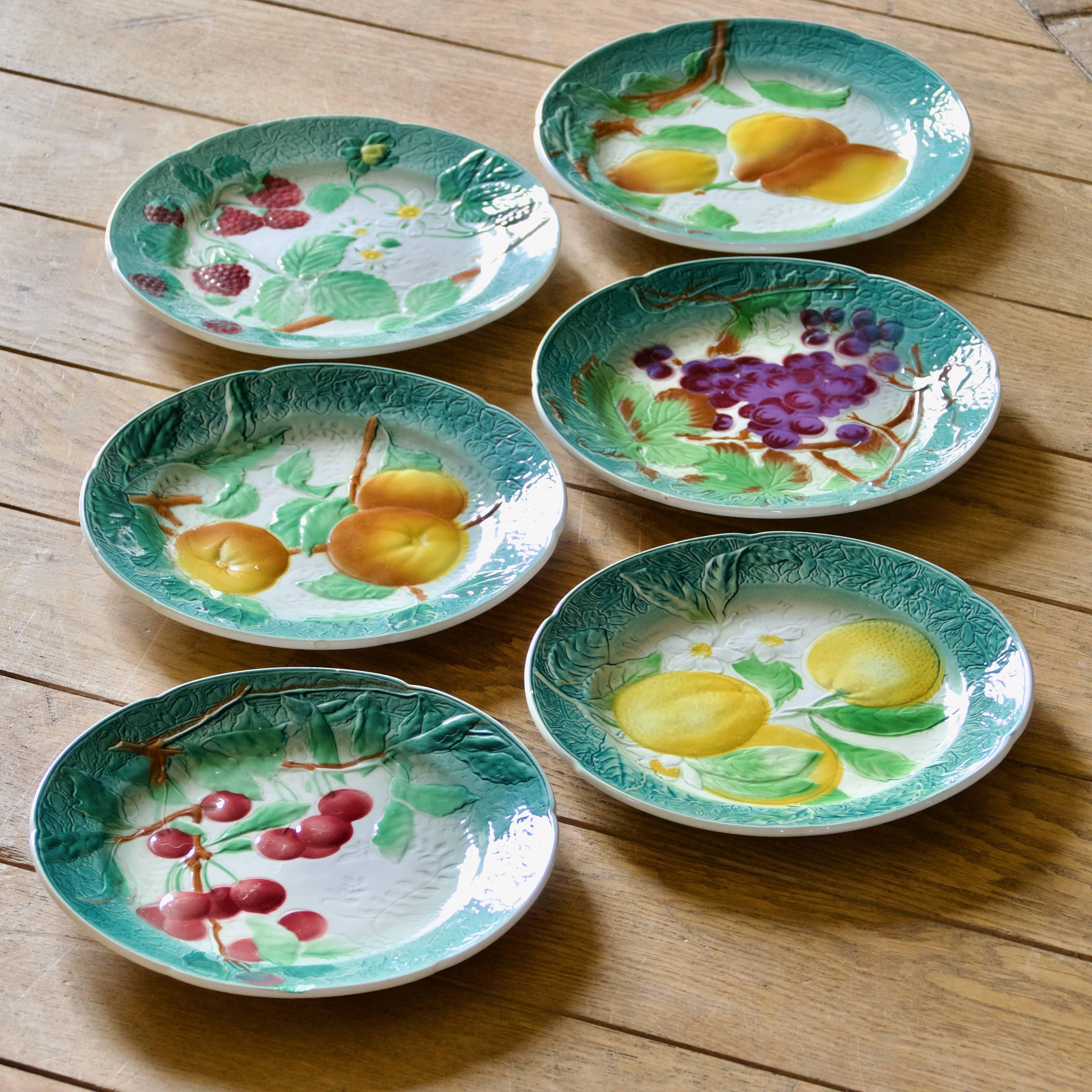 1922 KG Lunéville Badonviller barbotine fruit plates