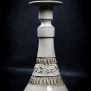 Ceramic candle holder with geometric decoration by Huguette Bessone - Vallauris