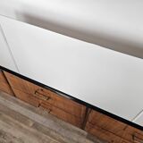 Mahogany burl chest of drawers with mirrored top