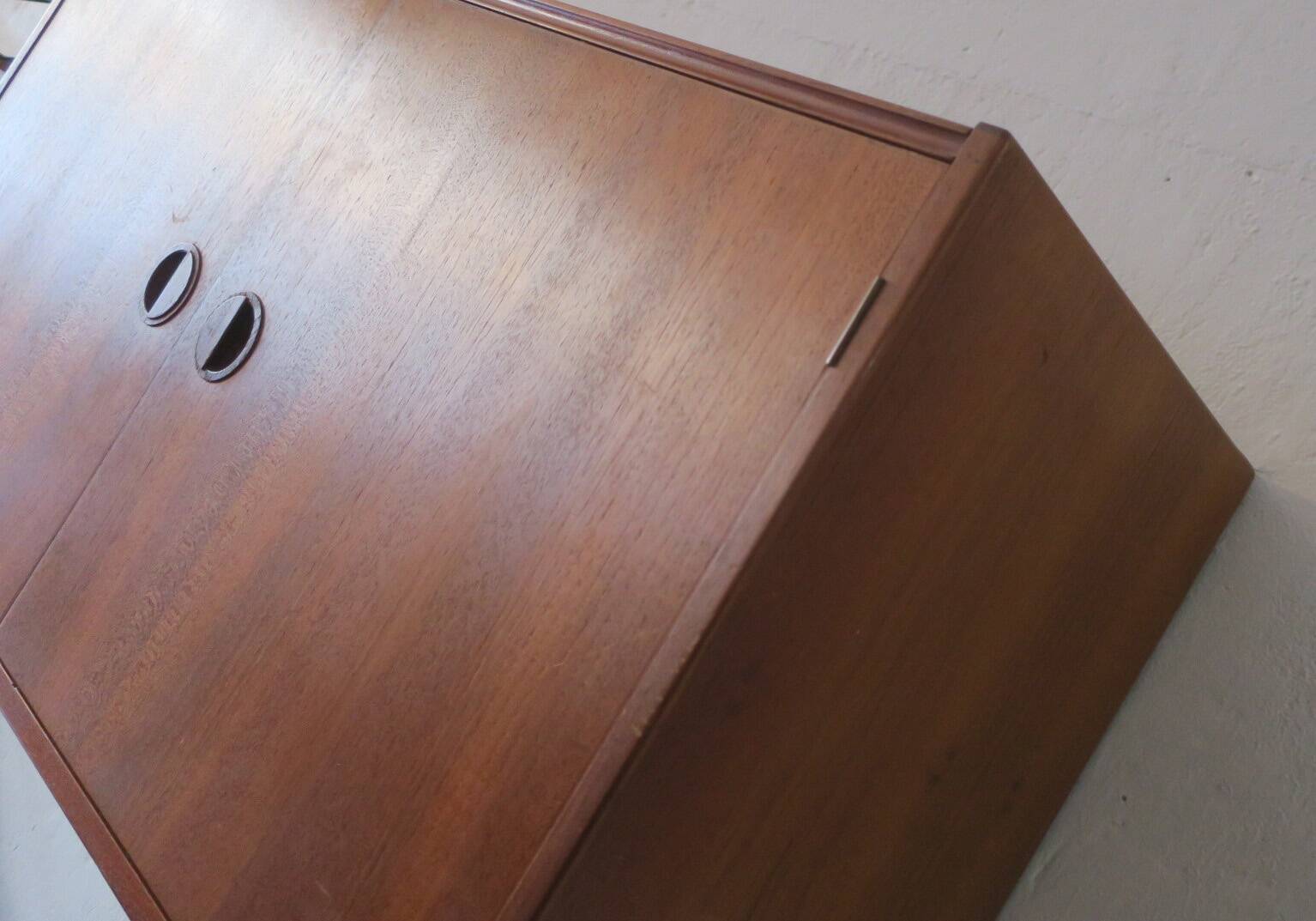 Danish teak flip-top media wall cabinet, 1960s