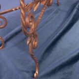 Wrought iron and veined marble coffee table, 1940s-50s