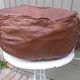 Large vintage Moroccan leather pouf n°2