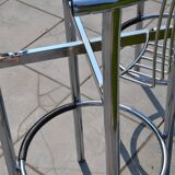 2 "Calligaris" bar stools with chrome metal and refurbished seats.