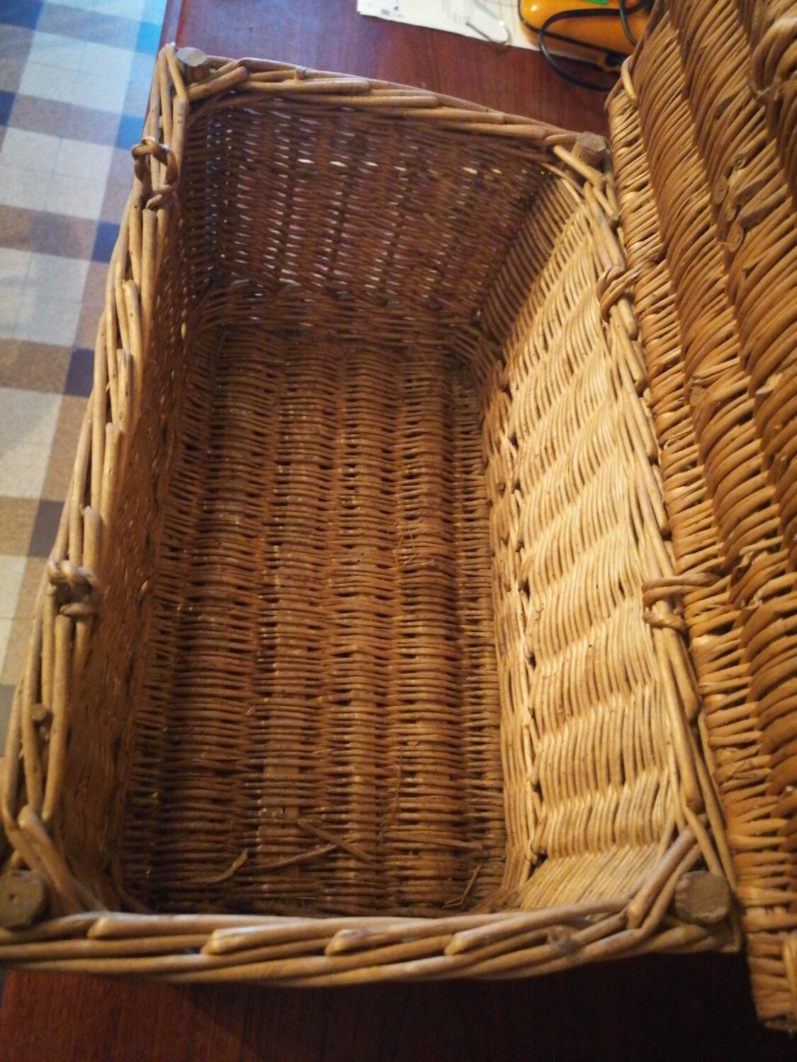 Small wicker suitcase basket 1900